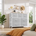 thumbnail image 2 of Dresser, Betcozy Storage Organizer with 7 Drawers for Bedroom, Chest of Drawers with Fabric Bins, Sturdy Metal Frame, Wood Tabletop for Guest Room, Closet, Entryway, Nursery, Light Gray, 2 of 7