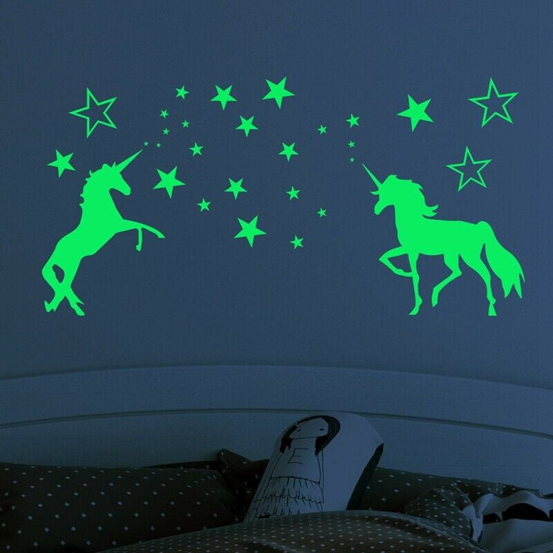 Colourful Patterned Unicorn /& Stars Wall Art Vinyl Sticker Bedroom Transfer