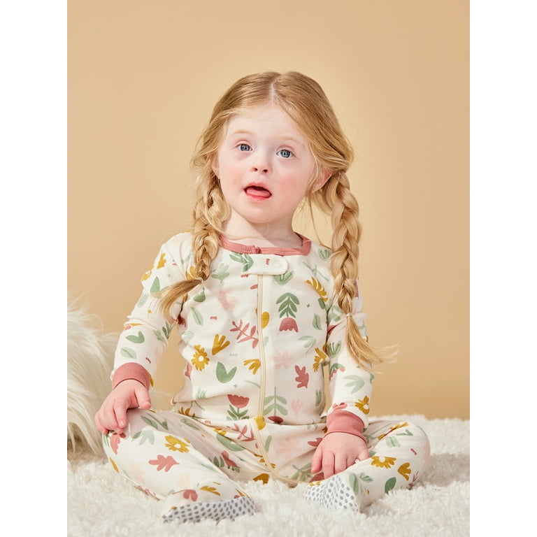 Little Star Organic Baby Toddler Girl 2 Pk Footed Full Zip Snug Fit Pajamas Size 9 Months 5T