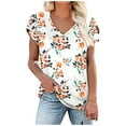 thumbnail image 1 of Blouse d'Été Sexy Mode Imprimé Floral Col en V Manches Courtes pour Femmes, 1 of 6