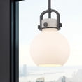 thumbnail image 2 of Innovations Lighting  Newton Sphere - 1 Light 8" Stem Hung Pendant Matte White/Matte Black, 2 of 3