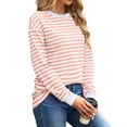 thumbnail image 3 of Fantaslook Striped Long Sleeve Shirts for Women Crewneck Tunic Tops Color Block Blouses Fall Pullover, 3 of 7
