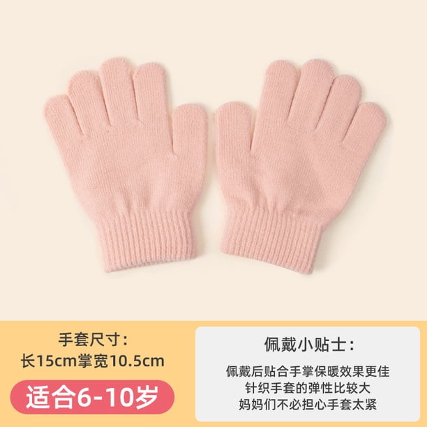 Xiao Hua 2 pares de guantes de invierno para niños, guantes elásticos cálidos de punto sueltos para niños pequeños, adecuados para niños y niñas de Navidad de 5 a 10 años (rosa)
