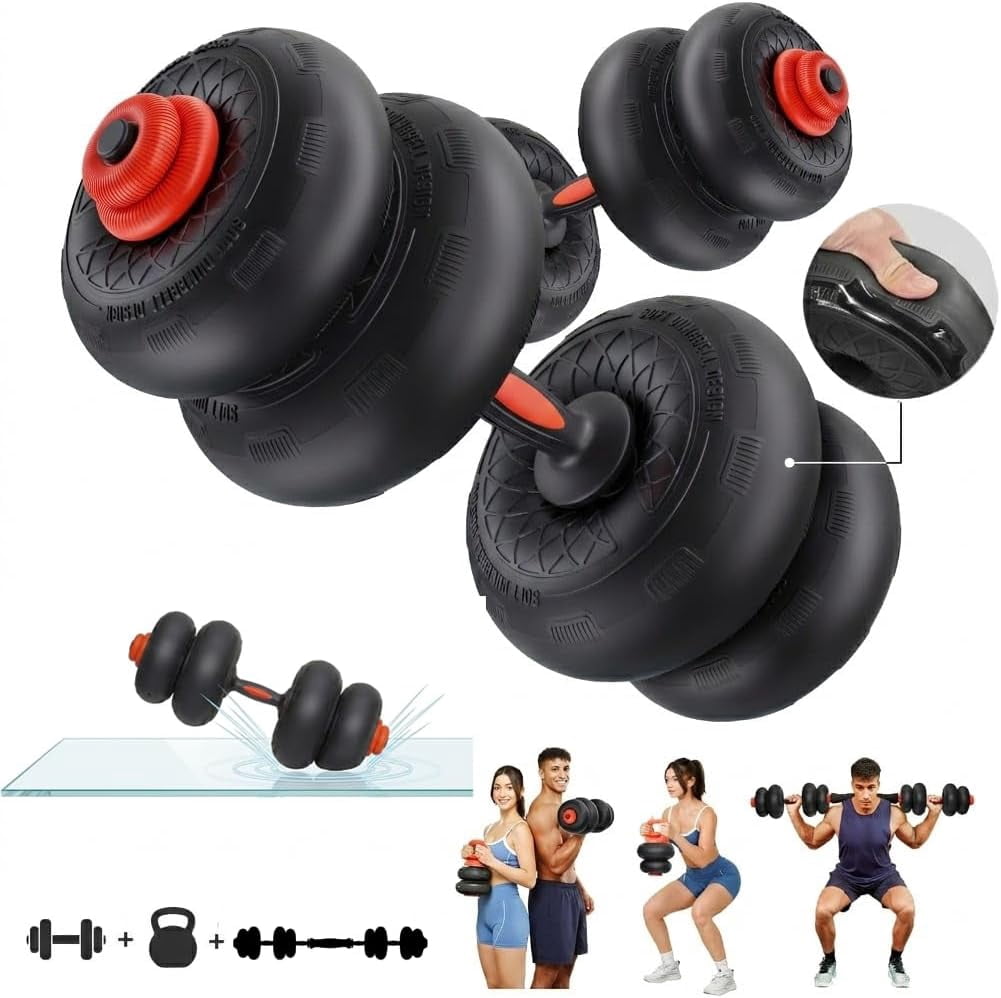 Yoleo 5-in-1 Adjustable Dumbbell Set with Silent Anti-Collision Plates, Connector Bar & Push-up Stand for Home Gym