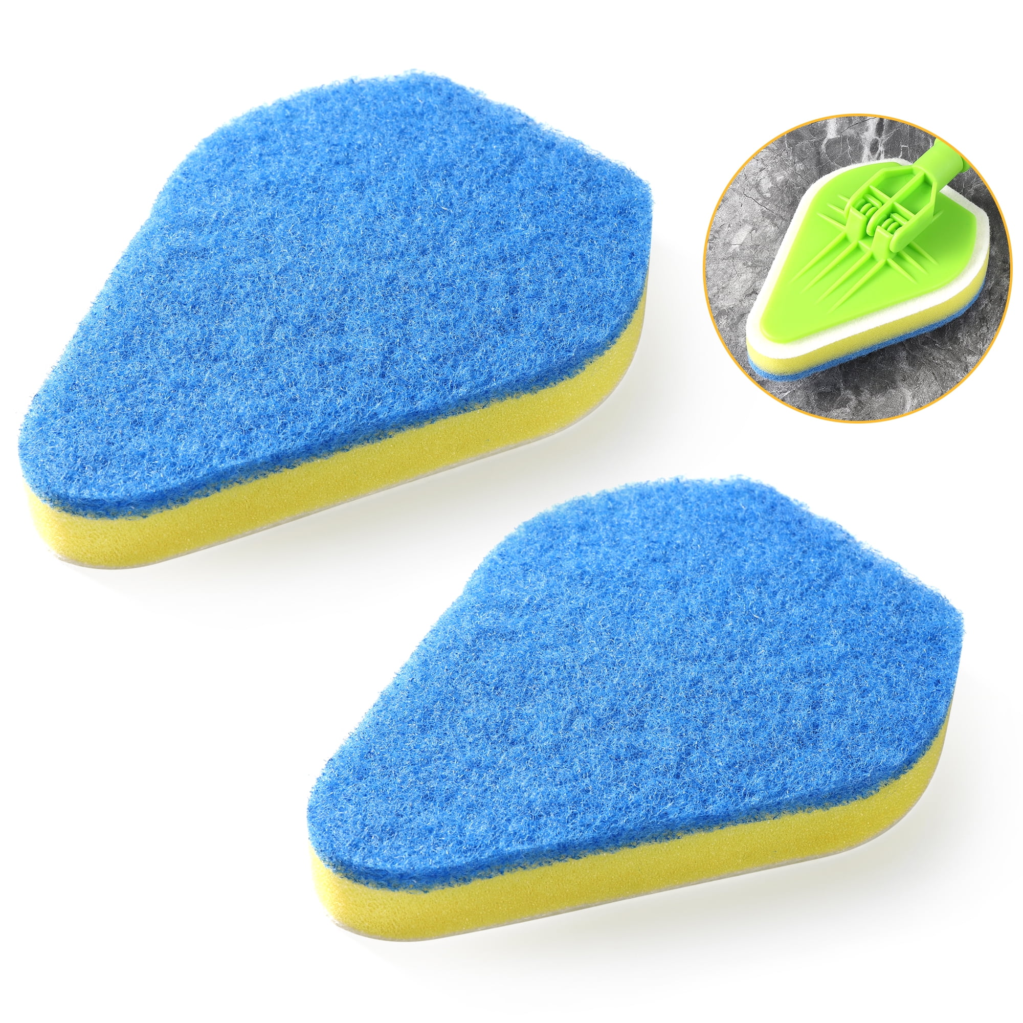 Voksady 2Pcs Sponge Replacement Heads for Telescopic Scrubber Brushes