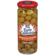 Early California Pimiento Stuffed Manzanilla Olives, 10 oz. Jar.  Allergens Not Contained. Gluten Free.