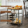 thumbnail image 6 of Gymax 3-Tier Rolling Kitchen Serving Cart Utility Trolley w/ Wine Bottle Rack, 6 of 10