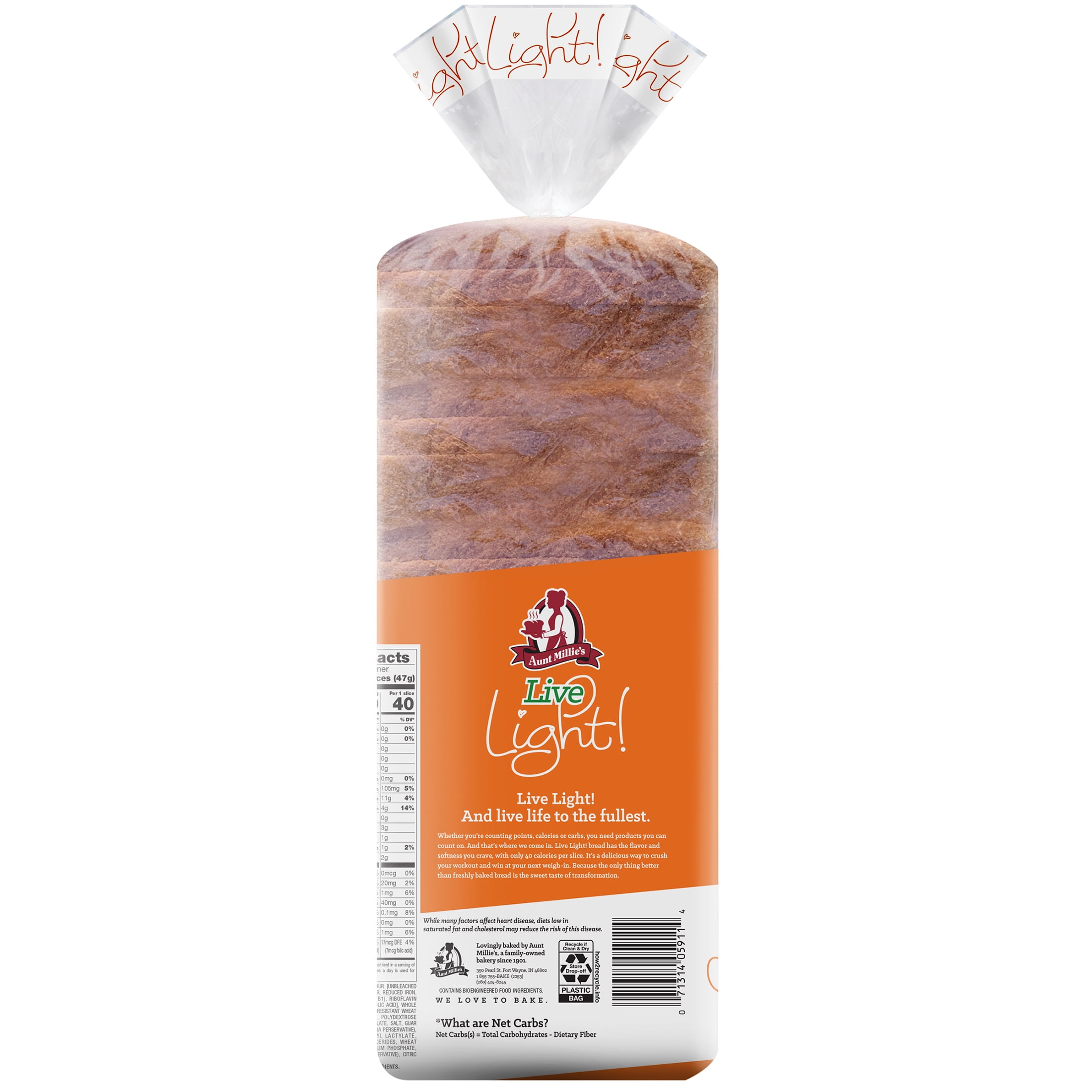 Aunt Millie's Live Light! Honey Wheat Bread, 20 oz.