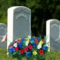 thumbnail image 5 of Cemetery Tombstone Flower Saddle Artificial Grave Decoration 19.6x10.6in Rose Floral Memorial Mothers Day Remembrance Graduation Tribute Decor, 5 of 9