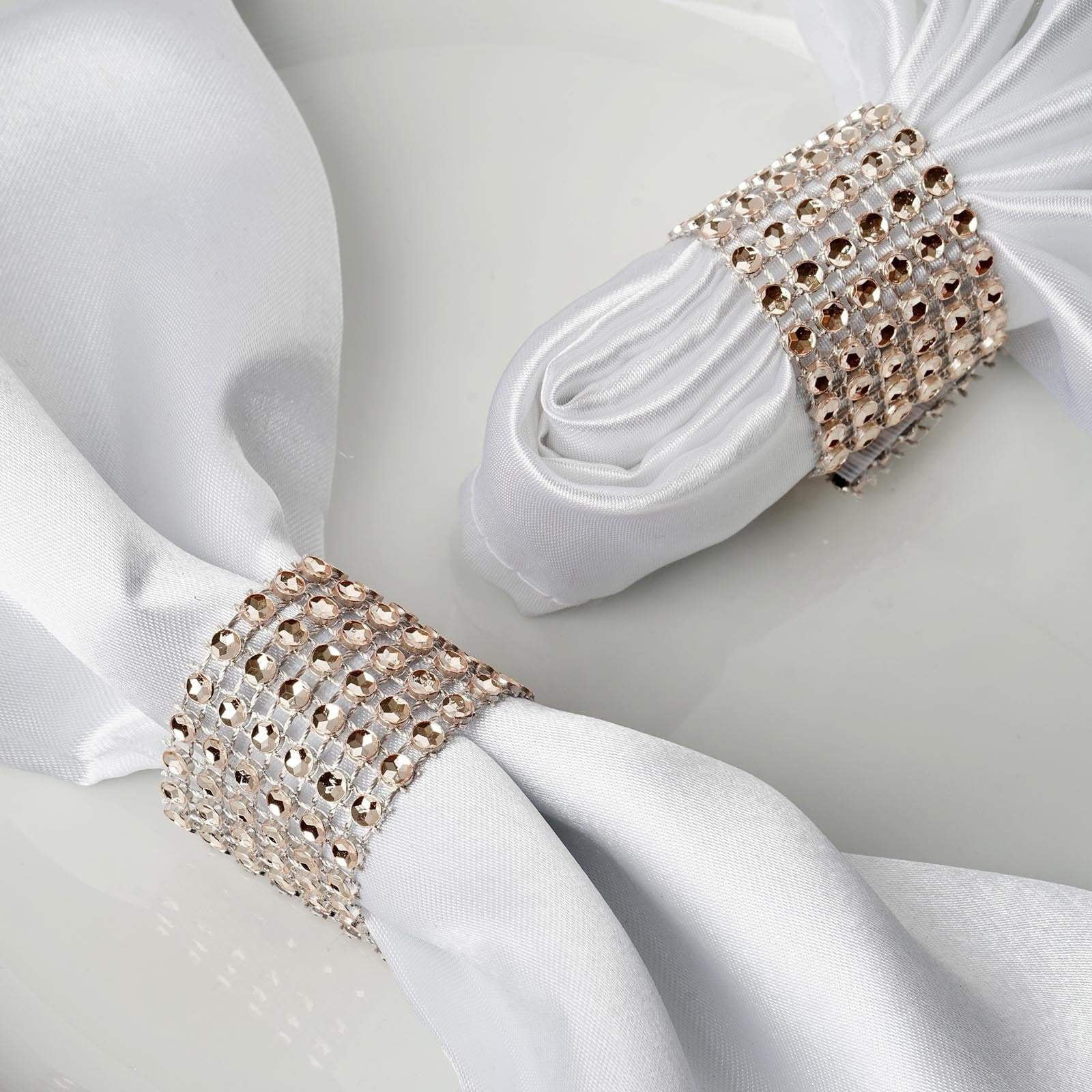 silver diamond wedding 10 Rhinestone Napkin Rings 8 Row Reusable Fasteners 