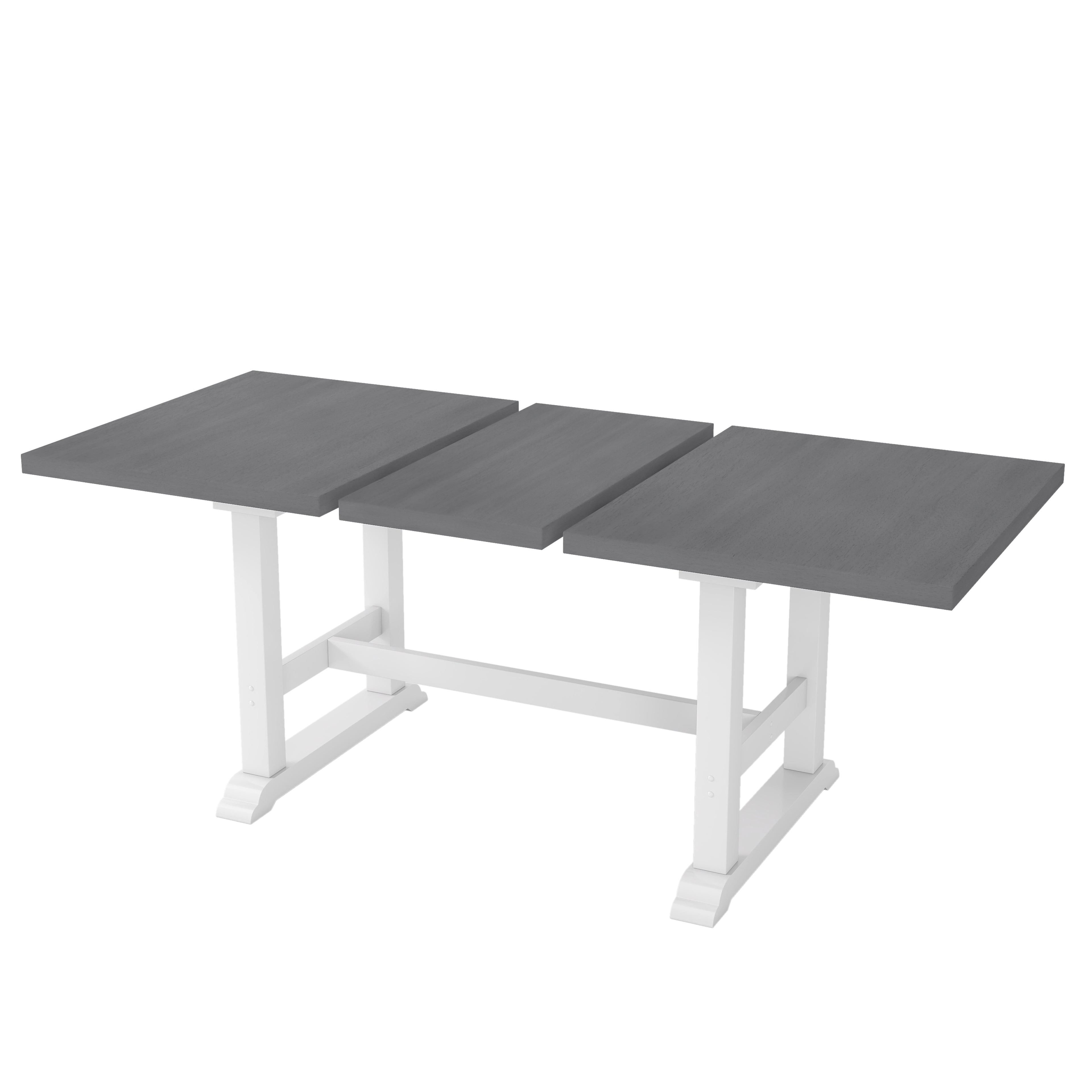 Euroco 6 Piece Farmhouse Dining Table Set for 6, 76.9" Extendable Trestle Kitchen Table Set with 4 Upholstered Chairs,1 Bench & Removable Leaf,Wood Kitchen Table and Chairs Set for Dining Room,Gray