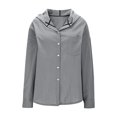 thumbnail image 4 of Blusa,Camisa de lino para mujer, manga larga, capucha y bolsillos, blusa ligera con botones para uso diario, sopatenor, 4 of 8