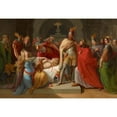 thumbnail image 2 of Carl Rahl 18x14 Gold Ornate Wood Frame and Double Matted Museum Art Print Titled - Kriemhild on the Body of Siegfried Explains Hagen as His Murderer and Swears Revenge (1835), 2 of 4