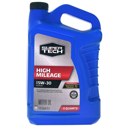 Super Tech High Mileage SAE 5W-30 Motor Oil, 5 (Best Oil To Use In High Mileage Truck)