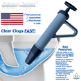 thumbnail image 3 of No Mess Toilet Plunger Johnny Jolter ® - Powerful Drain Unclogger with Water Pressure for Toilets - No Splashback Alternative for Fast Toilet Clog Removal, Heavy Duty Drain Clearing Tool - Made in US, 3 of 12