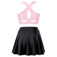 thumbnail image 2 of Sinleey Girls 2 Piece Tennis Golf Sports Outfit Sleeveless U Neck Tank Top with Pleated Skort Skirt Pink&Black 14, 2 of 7