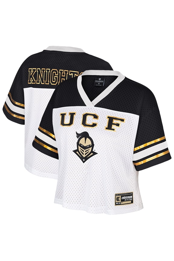 Women's Colosseum White UCF Knights Treasure Cropped Football Jersey