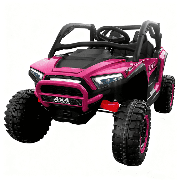 Jorfly 24 Volt Ride on Toys,4WD 2 Seater Power Car wheels UTV w/Remote Control, Bluetooth Music, Spring Suspension, LED Light, 5MPH Max, Green
