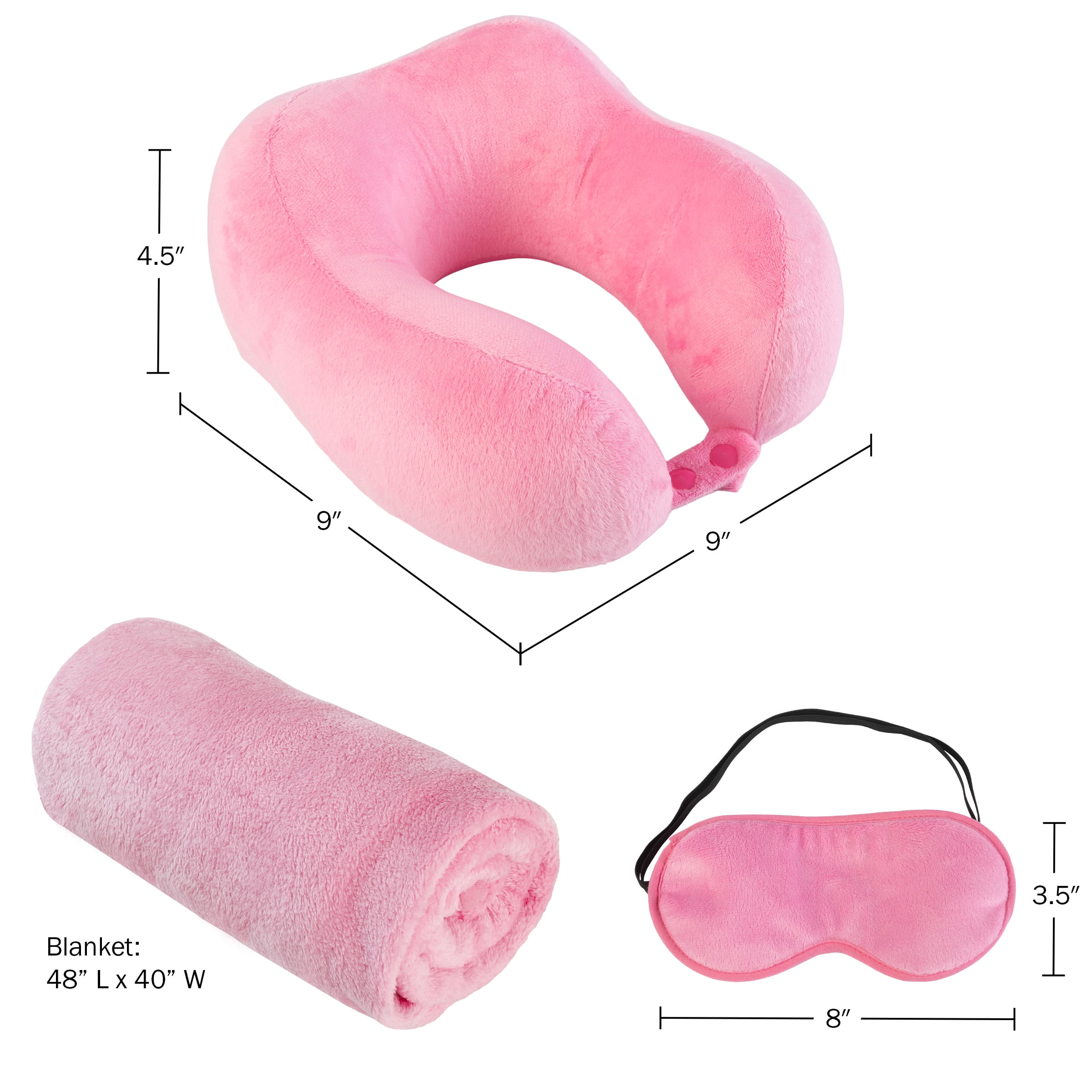 Home-Complete Travel Neck Pillow Set with Fleece Blanket and Eye