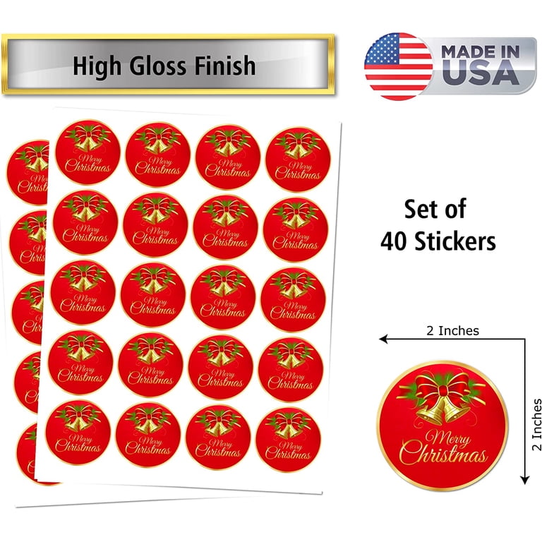 Anwyll Christmas Gift Stickers - 120Pcs 2Inch Merry Christmas Stickers Gold Foil Stamping Envelope Seal Label Sticker Self Adhesive Xmas Gift Sticker Happy Holidays Labels For Gifts Present Card Decor