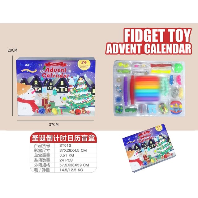 Calendario de cuenta regresiva de Navidad para niños, paquete de juguetes Fidget de Papá Noel, calendario de Adviento sensorial especial, caja de regalo, envío rápido, nuevo