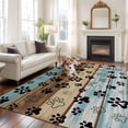 thumbnail image 3 of Cute Dog Claws Large Area Rug 8x10 FT, Non Slip Living Room Throw Carpet, Farmhouse Blue Wooden Puppy Pawprints Washable Soft Indoor Outdoor Carpet Non-Shedding Rug for Bedroom Dining Room, 3 of 9