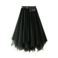 thumbnail image 4 of Tanhomme Women's Tulle Skirt A-Line High Low Asymmetrical Length Elastic Waist Tutu Skirts Mesh Layered Midi Irregular Tulle Skirt Summer High Waist Up Party Petticoat Skirt Elegant Tutu Midi Skirt, 4 of 7