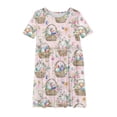 thumbnail image 2 of SGFCWSX Girls Short Sleeve Dress Easter Bunny Egg Print A-Line Crew Neck Casual Summer Dresses for Kids Pink Size 9-10 Years, 2 of 5