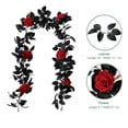 thumbnail image 3 of Guirnalda de hojas de arce de otoño de enredadera negra con rosas artificiales colgantes, enredadera de hojas de otoño negras, enredadera de seda con flores artificiales, cosecha de otoño,, 3 of 5