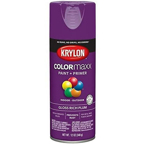 12 oz Krylon K05536007 Rich Plum COLORmaxx Paint & Primer Spray Paint, Gloss Pack of 6