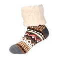 thumbnail image 5 of BambooMN Adult Women's Super Soft Warm Fuzzy Cozy Winter Socks, Beanie Pom Pom Hat and Mittens Set - 1 Set Brown Design, 5 of 6