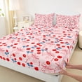 thumbnail image 3 of jejeloiu Kawaii Stripe Bowtie Bed Sheets,Red Cute Cherry King Sheets For Girl 4pcs, 3 of 7
