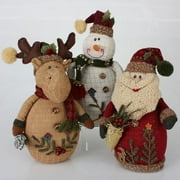 3 Modern Lodge Santa Claus, Moose & Snowman Christmas Table Top Decorations 12"