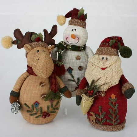3 Modern Lodge Santa Claus, Moose & Snowman Christmas Table Top Decorations 12"