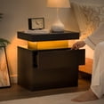 thumbnail image 4 of Bingoday LED Nightstand Black Modern Night Stand With 2 Drawers - Bedside Tables for Bedroom End Tables With Strip Lights, 4 of 14
