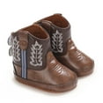 thumbnail image 2 of AUDeals Infant Baby Western Cowboy Boots Soft Sole Prewalker Non Slip Embroidered Footwear for Boys and Girls (Coffee, 3-6 Months), 2 of 9