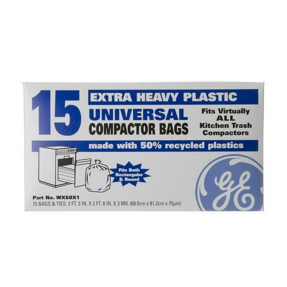 GE APPLIANCE WX60X1 UNIVERSAL COMPACTOR BAGS - 15 COUNT - GENUINE OEM PART