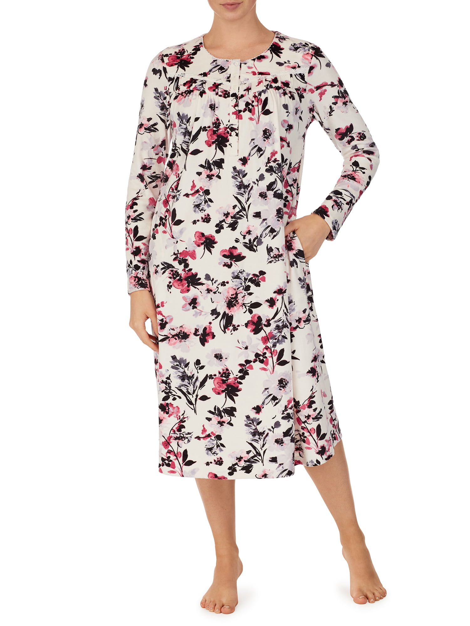 Long Sleeve Scoop Neck Velour Gown 