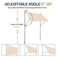 thumbnail image 4 of Tcbosik 78" x 47.2" Manual Retractable Awning, Outdoor Sunshade Shelter with Crank Handle, 78.7" -118.1" Height Adjustable Patio Door Window Awning Canopy for Backyard, Garden, Balcony, Khaki, 4 of 10