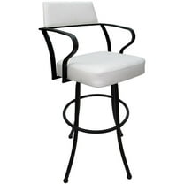 Carolina Extra Tall 34" Swivel Metal Bar Stool - White Vinyl - Black Frame