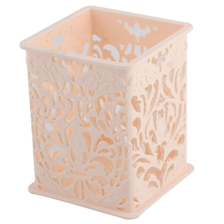Deep Rectangle Tabletops - Household Office Plastic Rectangle Tabletop Decor Pencil Pen Holder Light Pink