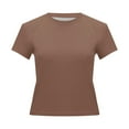 thumbnail image 4 of TYGHBN Womens Trendy Slim Short Sleeve Basic Sexy Slim Bottom T Shirt Tops Blank Athletic Shirts Women Athletic Shirt Long Sleeve T Shirt Women Pack Womens Tech Shirts Womens Active Short Sleeve Long, 4 of 5