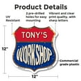 thumbnail image 2 of Tony's Workshop 12 inch X 12 inch Shield Shaped Commercial Grade Plastic Sign Weather Resistant, UV Protected To last, Gift for Dads and Uncles Classic Americana Crafted in the USA, 2 of 7