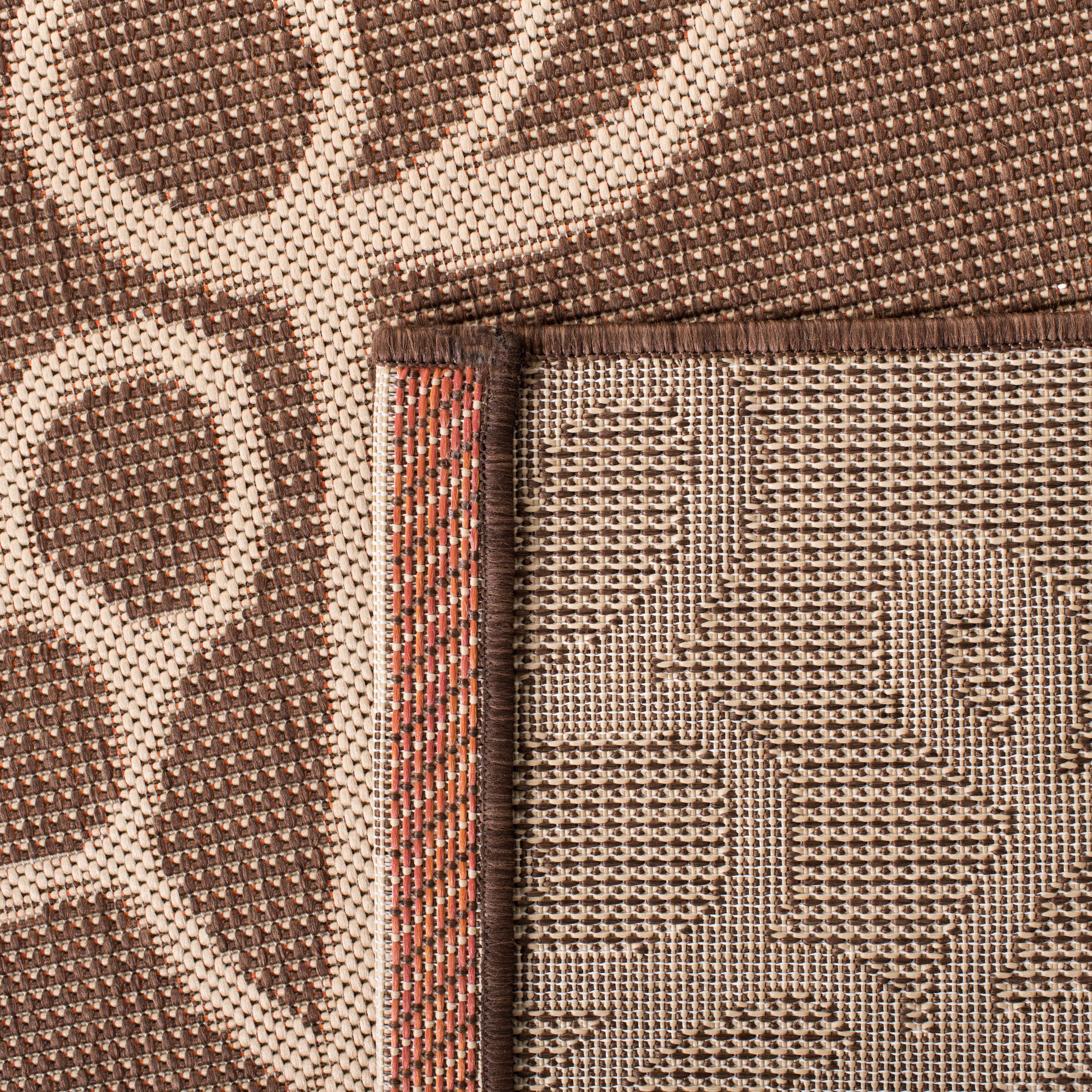 SAFAVIEH Courtyard Christian Floral Indoor/Outdoor Area Rug, 4' x 5'7", Natural Brown/Terracotta