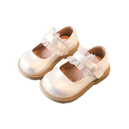 

Rotosw Girls Mary Jane Ankle Strap Flats Magic Tape Princess Shoe Kids Sandals Girl s Round Toe Comfort Casual Shoes Champagne 10C