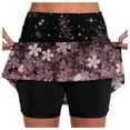 thumbnail image 2 of FASHOFT Tennis Skirts For Women Trendy Printed Double Layer Skort With Pockets Elastic Waist For Fitness And Leisure Wear Womens Athletic Skirt Purple, 2 of 6