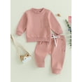 thumbnail image 3 of Elippeo Toddler Baby Girls Fall Clothes 6M 12M 18M 24M 3Y Solid Color Long Sleeve Sweatshirt and Casual Pants Set Cute 2 Piece Outfit, 3 of 10