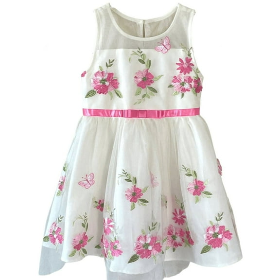 Jona Michelle Girl's Special Occasion Dress (Ivory/Pink, 2T)