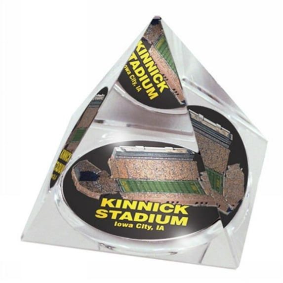 Sport Collectors Guild IowaUStaPYR418. High Quality Crystal Pyramid With Kinnick Stadium Picture