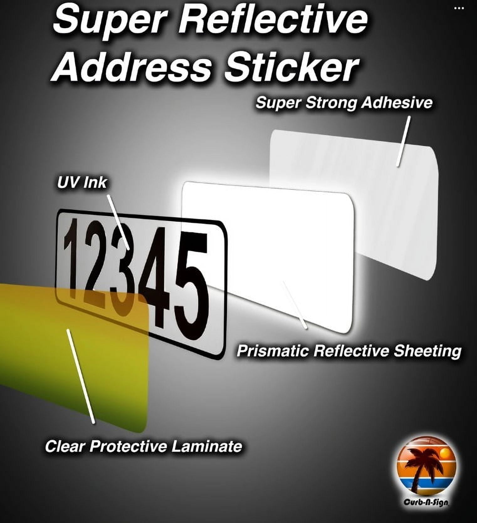 Curb-N-Sign® Horizontal Fancy Address Numbers for Outside, Custom Single Super Reflective Vinyl Stickers, Easy Peel and Stick Personalized Home/Office/Warehouse/Mailbox Address- 1 Pack, Bronze